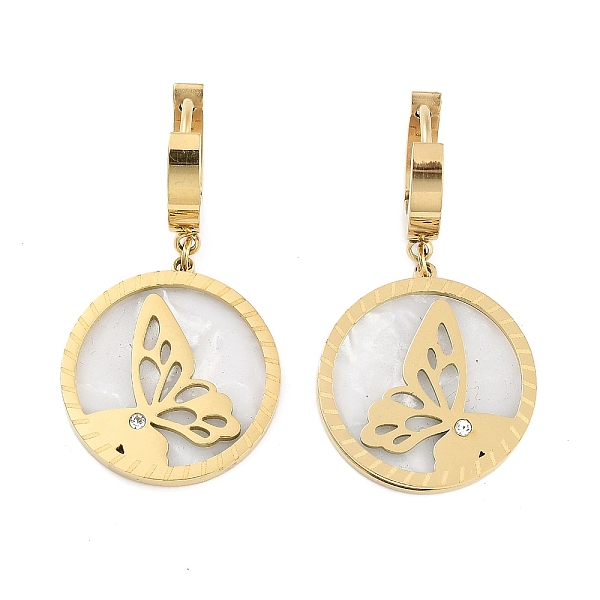 PandaHall Flat Round with Butterfly 304 Stainless Steel Shell Dangle Earrings, Rhinestone Hoop Earrings for Women, Real 14K Gold Plated..., Clear
PandaHall Flat Round with Butterfly 304 Stainless Steel Shell Dangle Earrings, Rhinestone Hoop Earrings for Women, Real 14K Gold Plated..., Clear