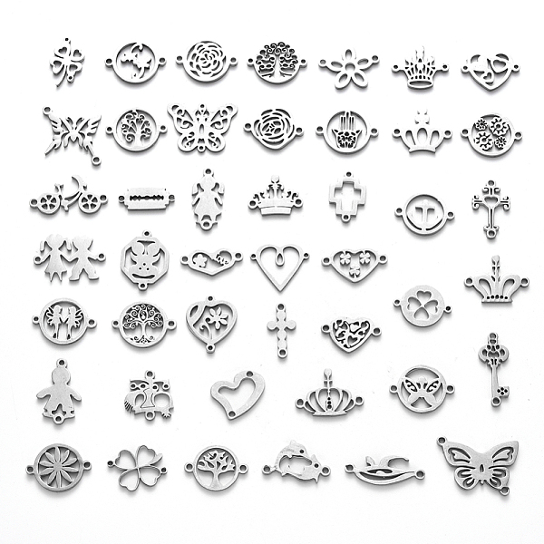 PandaHall 201 Stainless Steel Links Connectors, Laser Cut, Mixed Shapes, Stainless Steel Color, 7~23x9~24x1.5mm, Hole: 1.2~1.8mm, 45pcs/set...
PandaHall 201 Stainless Steel Links Connectors, Laser Cut, Mixed Shapes, Stainless Steel Color, 7~23x9~24x1.5mm, Hole: 1.2~1.8mm, 45pcs/set...
