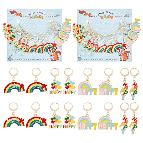 PandaHall Alloy Enamel Pendant Stitch Markers, Crochet Leverback Hoop Charms, Locking Stitch Marker with Wine Glass Charm Ring, Rainbow with..., Multicolor
PandaHall Alloy Enamel Pendant Stitch Markers, Crochet Leverback Hoop Charms, Locking Stitch Marker with Wine Glass Charm Ring, Rainbow with..., Multicolor