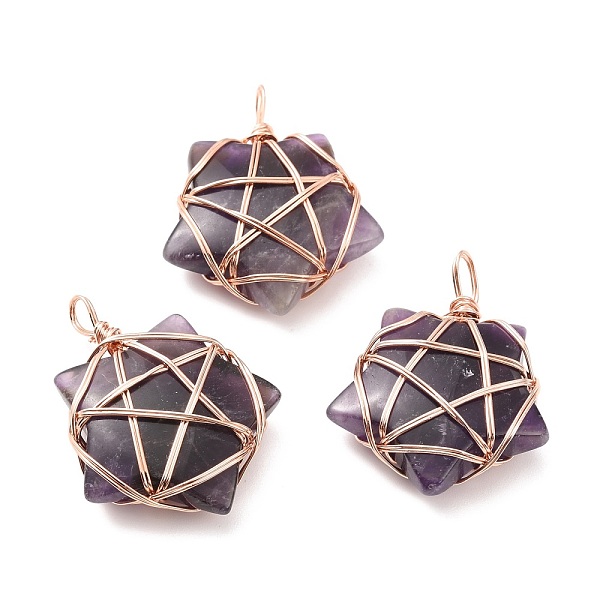 PandaHall Natural Amethyst Pendants, with Rose Gold Tone Copper Wire Wrapped, Cadmium Free & Lead Free, Star, 37~41x29~31x9~11mm, Hole...
PandaHall Natural Amethyst Pendants, with Rose Gold Tone Copper Wire Wrapped, Cadmium Free & Lead Free, Star, 37~41x29~31x9~11mm, Hole...