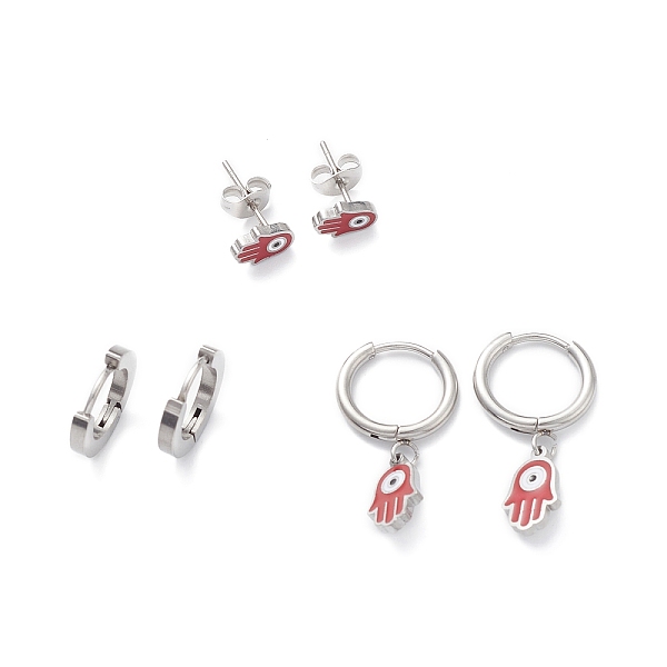 PandaHall 3 Pairs 3 Style Enamel Hamsa Hand with Evil Eye Dangle Hoop Earrings, 304 Stainless Steel Stud Earrings for Women, Stainless Steel...
PandaHall 3 Pairs 3 Style Enamel Hamsa Hand with Evil Eye Dangle Hoop Earrings, 304 Stainless Steel Stud Earrings for Women, Stainless Steel...