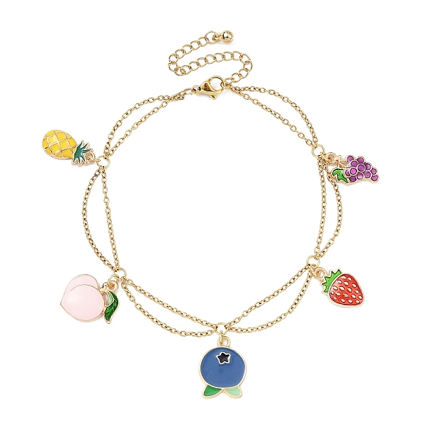 PandaHall Alloy Enamel Fruit Charm Anklet, with Ion Plating(IP) Light Gold 304 Stainless Steel Cable Chains, Blueberry, 8-1/4 inch(21cm)..., Multicolor
PandaHall Alloy Enamel Fruit Charm Anklet, with Ion Plating(IP) Light Gold 304 Stainless Steel Cable Chains, Blueberry, 8-1/4 inch(21cm)..., Multicolor