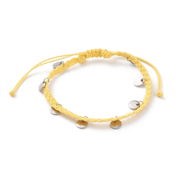 PandaHall Waxed Polyester Cord Braided Bead Bracelets, with Flat Round 304 Stainless Steel Stamping Blank Tag Charms, Yellow, Inner Diameter...
PandaHall Waxed Polyester Cord Braided Bead Bracelets, with Flat Round 304 Stainless Steel Stamping Blank Tag Charms, Yellow, Inner Diameter...