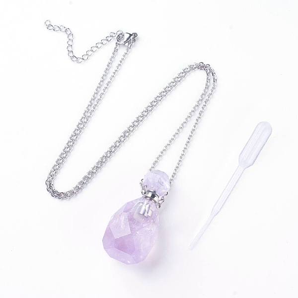 PandaHall Natural Amethyst Openable Perfume Bottle Pendant Necklaces, with 304 Stainless Steel Cable Chain and Plastic Dropper, Bottle, Size...
PandaHall Natural Amethyst Openable Perfume Bottle Pendant Necklaces, with 304 Stainless Steel Cable Chain and Plastic Dropper, Bottle, Size...