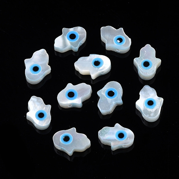 PandaHall Natural White Shell Mother of Pearl Shell Beads, Top Drilled Beads, with Synthetic Turquoise, Hamsa Hand/Hand of Miriam with Evil...
PandaHall Natural White Shell Mother of Pearl Shell Beads, Top Drilled Beads, with Synthetic Turquoise, Hamsa Hand/Hand of Miriam with Evil...