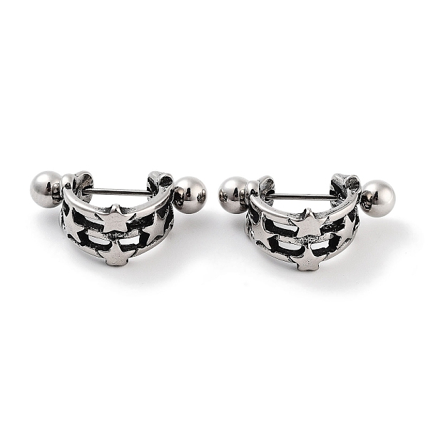 PandaHall Star 316 Surgical Stainless Steel Shield Barbell Hoop Earrings, Cartilage Earrings for Women, Antique Silver, 13x9.5mm 316...
PandaHall Star 316 Surgical Stainless Steel Shield Barbell Hoop Earrings, Cartilage Earrings for Women, Antique Silver, 13x9.5mm 316...