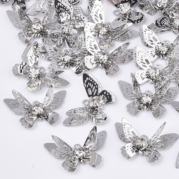 PandaHall Brass Filigree Pendants, with Crystal Rhinestone, 3D Butterfly, Platinum, 12x20x4~7mm, Hole: 1.2mm Brass+Rhinestone Butterfly
PandaHall Brass Filigree Pendants, with Crystal Rhinestone, 3D Butterfly, Platinum, 12x20x4~7mm, Hole: 1.2mm Brass+Rhinestone Butterfly