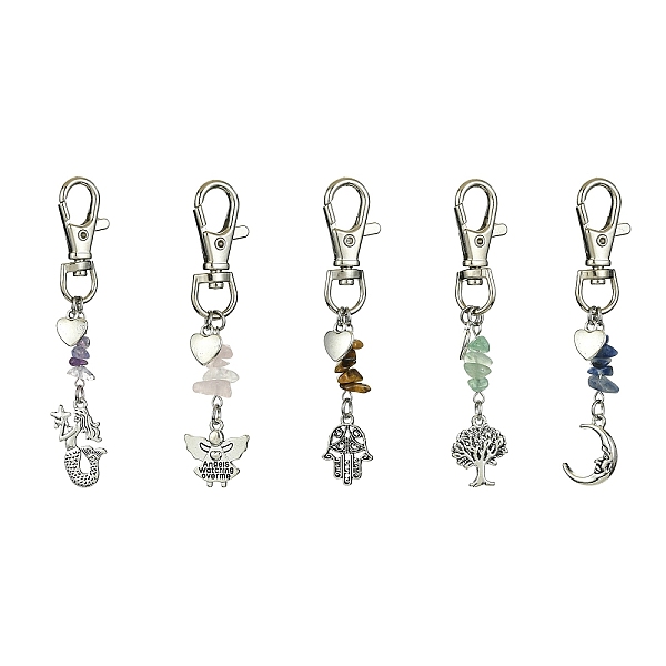 PandaHall Tibetan Style Alloy Pendants Decorations, Gemstone Chips and Lobster Claw Clasps Charm, Heart, Mixed Shapes, 86~95mm Alloy Mixed...
PandaHall Tibetan Style Alloy Pendants Decorations, Gemstone Chips and Lobster Claw Clasps Charm, Heart, Mixed Shapes, 86~95mm Alloy Mixed...