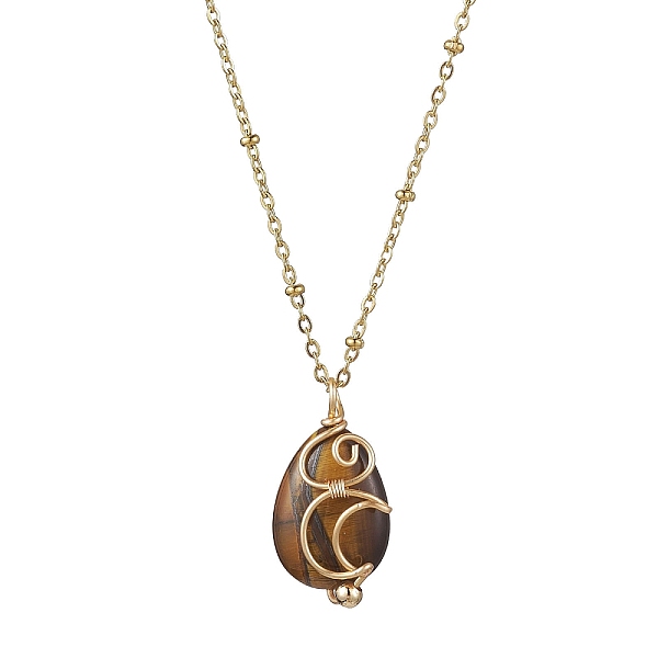 PandaHall Natural Tiger Eye with Brass Pendant Necklaces, Teardrop, 18.11 inch(46cm) Tiger Eye Teardrop
PandaHall Natural Tiger Eye with Brass Pendant Necklaces, Teardrop, 18.11 inch(46cm) Tiger Eye Teardrop