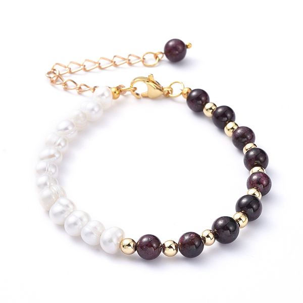 PandaHall Natural Pearl & Natural Garnet Beaded Bracelets, with Iron Chain Extender, 304 Stainless Steel Lobster Claw Clasps and Brass Beads..., Red
PandaHall Natural Pearl & Natural Garnet Beaded Bracelets, with Iron Chain Extender, 304 Stainless Steel Lobster Claw Clasps and Brass Beads..., Red