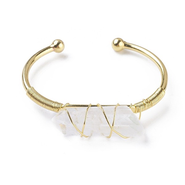PandaHall Brass Cuff Bangles, with Natural Quartz Crystal, Nuggets, Golden, 1-3/8 inchx2-1/8 inch~2-1/4 inch(3.8x5.4~5.6cm), 3~4mm Quartz..., White
PandaHall Brass Cuff Bangles, with Natural Quartz Crystal, Nuggets, Golden, 1-3/8 inchx2-1/8 inch~2-1/4 inch(3.8x5.4~5.6cm), 3~4mm Quartz..., White