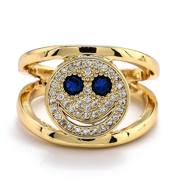 PandaHall Brass Micro Pave Cubic Zirconia Cuff Rings, Open Rings, Smiling Face, Real 18K Gold Plated, Blue, US Size 6, Inner Diameter: 17mm...
PandaHall Brass Micro Pave Cubic Zirconia Cuff Rings, Open Rings, Smiling Face, Real 18K Gold Plated, Blue, US Size 6, Inner Diameter: 17mm...