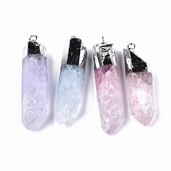 PandaHall Electroplate Natural Quartz Crystal Pendants, with Platinum Iron Loops, Dyed, Hexagonal Prism , 44~50x12~13x10~11mm, Hole: 2.5mm..., Multicolor
PandaHall Electroplate Natural Quartz Crystal Pendants, with Platinum Iron Loops, Dyed, Hexagonal Prism , 44~50x12~13x10~11mm, Hole: 2.5mm..., Multicolor