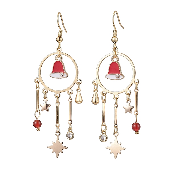 PandaHall Brass Dangle Earrings, with Christmas Bell Alloy Enamel Charms and Natural Carnelian and Brass Finding for Women, Golden, 71x24mm...
PandaHall Brass Dangle Earrings, with Christmas Bell Alloy Enamel Charms and Natural Carnelian and Brass Finding for Women, Golden, 71x24mm...