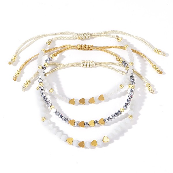 PandaHall 4 Peach Heart Brass & Glass Braided Bead Bracelet Sets, Adjustable Stackable Bracelets for Women Glass Heart
PandaHall 4 Peach Heart Brass & Glass Braided Bead Bracelet Sets, Adjustable Stackable Bracelets for Women Glass Heart