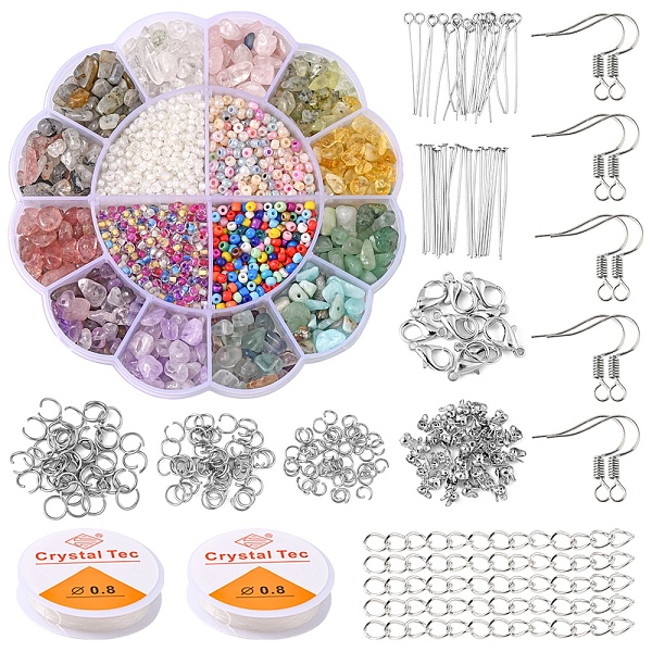 PandaHall DIY Natural Stone Jewelry Set Making Kit, Include Glass Seed & Natural Mixed Stone Chips Beads, Alloy Clasps, 304 Stainless Steel...
PandaHall DIY Natural Stone Jewelry Set Making Kit, Include Glass Seed & Natural Mixed Stone Chips Beads, Alloy Clasps, 304 Stainless Steel...
