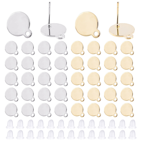 PandaHall DICOSMETIC 40Pcs 2 Color Flat Round 304 Stainless Steel Stud Earring Findings, with 50Pcs Plastic and Silicone Ear Nuts, Golden &..., Clear
PandaHall DICOSMETIC 40Pcs 2 Color Flat Round 304 Stainless Steel Stud Earring Findings, with 50Pcs Plastic and Silicone Ear Nuts, Golden &..., Clear