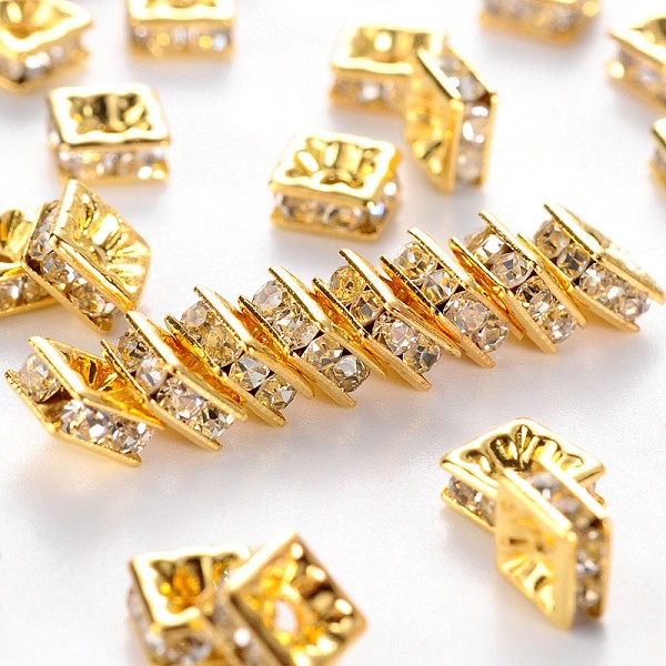 PandaHall Brass Rhinestone Spacer Beads, Grade A, Square, Nickel Free, White, Golden Metal Color,Size: about 5mmx5mmx2.5mm, hole: 1mm..., Clear
PandaHall Brass Rhinestone Spacer Beads, Grade A, Square, Nickel Free, White, Golden Metal Color,Size: about 5mmx5mmx2.5mm, hole: 1mm..., Clear