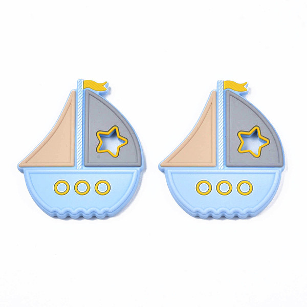PandaHall Food Grade Eco-Friendly Silicone Beads, Baby Chew Teething, Boat, Light Sky Blue, 90x78.5x8.5mm, Hole: 14x17mm Silicone Others
PandaHall Food Grade Eco-Friendly Silicone Beads, Baby Chew Teething, Boat, Light Sky Blue, 90x78.5x8.5mm, Hole: 14x17mm Silicone Others