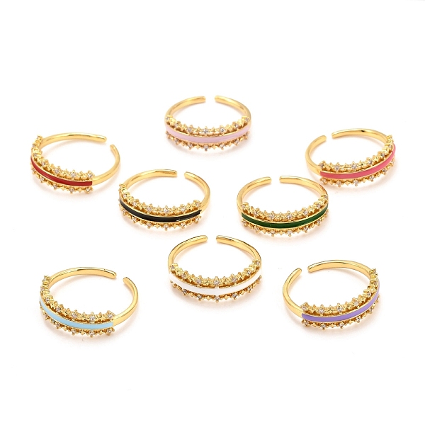 PandaHall Brass Micro Pave Cubic Zirconia Cuff Ring, with Enamel, Real 18K Gold Plated, Mixed Color, US Size 6 1/2(16.9mm) Brass+Cubic..., Multicolor
PandaHall Brass Micro Pave Cubic Zirconia Cuff Ring, with Enamel, Real 18K Gold Plated, Mixed Color, US Size 6 1/2(16.9mm) Brass+Cubic..., Multicolor