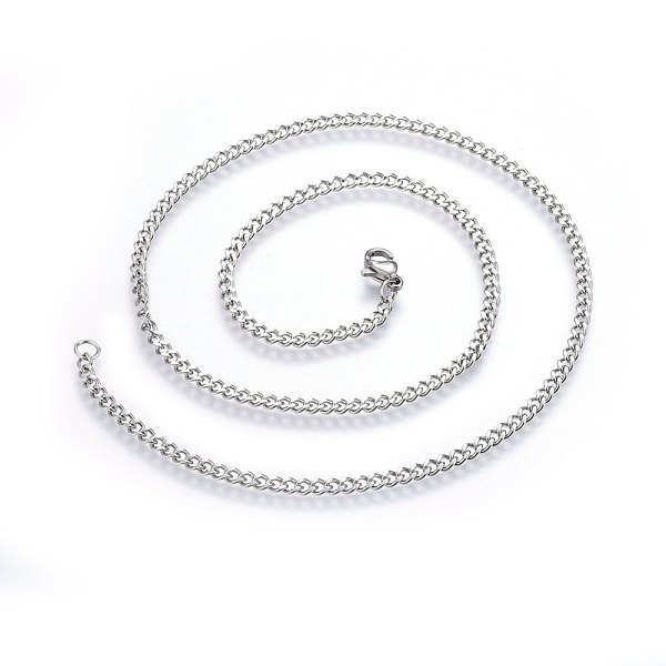 PandaHall 304 Stainless Steel Curb Chain Necklaces, with Lobster Clasps, Stainless Steel Color, 17.72 inch(45cm) 304 Stainless Steel
PandaHall 304 Stainless Steel Curb Chain Necklaces, with Lobster Clasps, Stainless Steel Color, 17.72 inch(45cm) 304 Stainless Steel