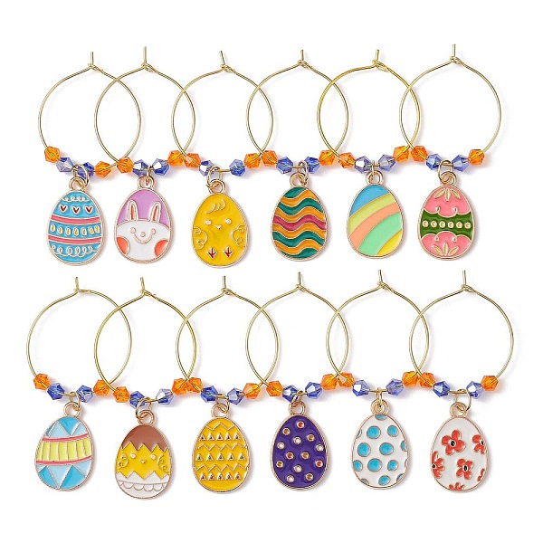 PandaHall Easter Egg Alloy Enamel Wine Glass Charms, with Glass Bead and Brass Wine Glass Charm Rings, Mixed Color, 55mm, 12pcs/set Alloy..., Multicolor
PandaHall Easter Egg Alloy Enamel Wine Glass Charms, with Glass Bead and Brass Wine Glass Charm Rings, Mixed Color, 55mm, 12pcs/set Alloy..., Multicolor