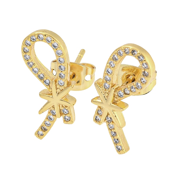 PandaHall Brass Micro Pave Cubic Zirconia Ear Studs, Bowknot, Real 18K Gold Plated, 17x7.5mm Brass Bowknot Clear
PandaHall Brass Micro Pave Cubic Zirconia Ear Studs, Bowknot, Real 18K Gold Plated, 17x7.5mm Brass Bowknot Clear