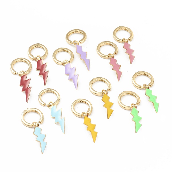 PandaHall Brass Enamel Huggie Hoop Earrings, Lightning Bolt, Golden, Mixed Color, 38mm, Pin: 0.8mm Brass Lightning Bolt Multicolor
PandaHall Brass Enamel Huggie Hoop Earrings, Lightning Bolt, Golden, Mixed Color, 38mm, Pin: 0.8mm Brass Lightning Bolt Multicolor