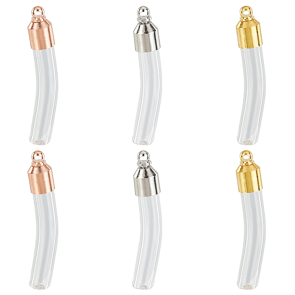 PandaHall 6 Set 3 Colors Transparent Glass Vial Pendant Normal Link Connectors, Curved Tube Openable Wish Bottle with Brass & Alloy...
PandaHall 6 Set 3 Colors Transparent Glass Vial Pendant Normal Link Connectors, Curved Tube Openable Wish Bottle with Brass & Alloy...
