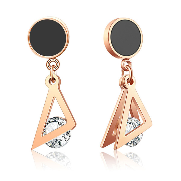 PandaHall SHEGRACE Titanium Steel Dangle Stud Earrings, with Clear Grade AAA Cubic Zirconia, Triangle, Rose Gold, 35x8mm Titanium Steel...
PandaHall SHEGRACE Titanium Steel Dangle Stud Earrings, with Clear Grade AAA Cubic Zirconia, Triangle, Rose Gold, 35x8mm Titanium Steel...