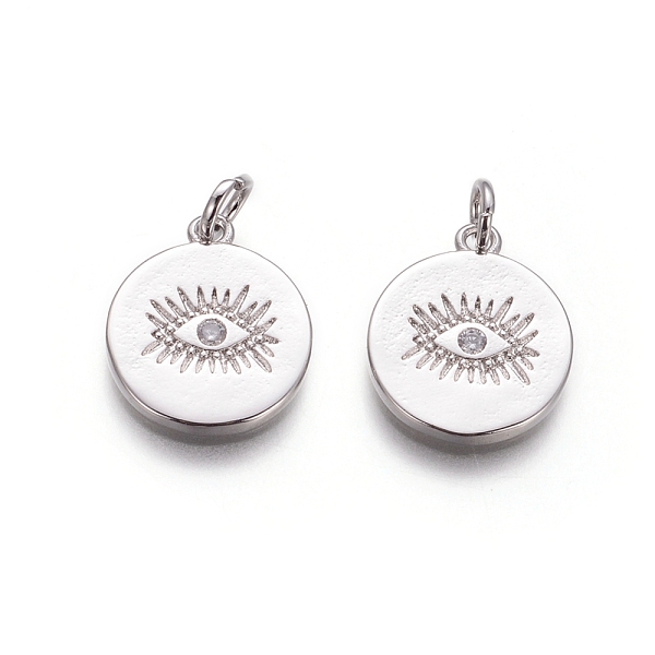 PandaHall Brass Pendants, with Cubic Zirconia and Jump Rings, Flat Round with Evil Eye, Clear, Platinum, 15x13x1.5mm, Hole: 3mm Brass+Cubic...
PandaHall Brass Pendants, with Cubic Zirconia and Jump Rings, Flat Round with Evil Eye, Clear, Platinum, 15x13x1.5mm, Hole: 3mm Brass+Cubic...
