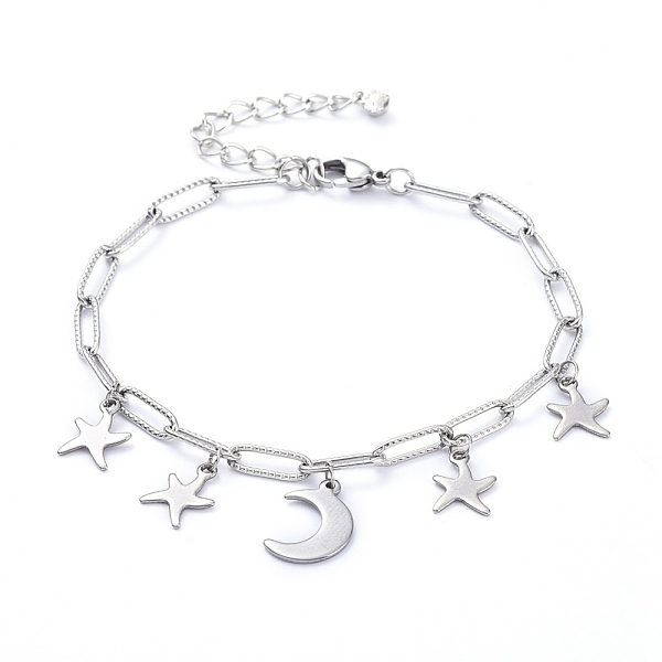 PandaHall 304 Stainless Steel Charm Bracelets, with Paperclip Chains, Lobster Claw Clasps and Brass Rhinestone Pendants, Moon & Star...
PandaHall 304 Stainless Steel Charm Bracelets, with Paperclip Chains, Lobster Claw Clasps and Brass Rhinestone Pendants, Moon & Star...
