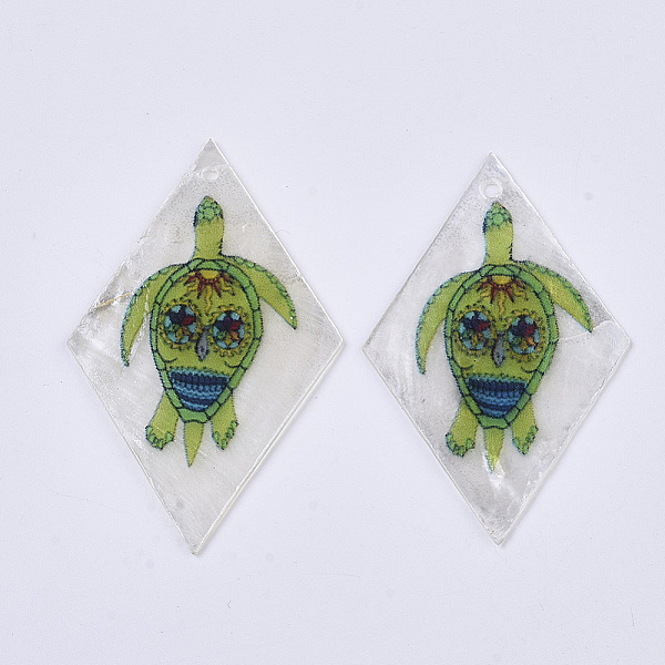 PandaHall Printed Capiz Shell Pendants, Single-Sided Printed, Rhombus with Sea Turtle, Colorful, 48~49.5x29.5~30.5x1mm, Hole: 1.6mm Capiz...
PandaHall Printed Capiz Shell Pendants, Single-Sided Printed, Rhombus with Sea Turtle, Colorful, 48~49.5x29.5~30.5x1mm, Hole: 1.6mm Capiz...