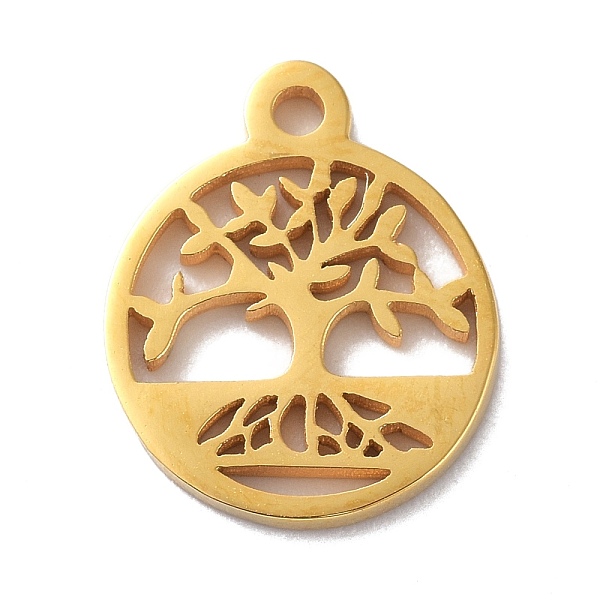 PandaHall 304 Stainless Steel Charms, Flat Round with Tree Pattern, Golden, 13.5x11.5x1.3mm, Hole: 1.4mm 304 Stainless Steel Flat Round
PandaHall 304 Stainless Steel Charms, Flat Round with Tree Pattern, Golden, 13.5x11.5x1.3mm, Hole: 1.4mm 304 Stainless Steel Flat Round