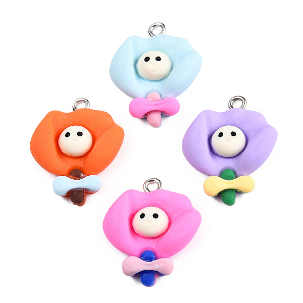 PandaHall Opaque Resin Pendants, with Platinum Plated Iron Loops, Bouquet Charm with Smiling Face Pattern, Mixed Color..., Multicolor
PandaHall Opaque Resin Pendants, with Platinum Plated Iron Loops, Bouquet Charm with Smiling Face Pattern, Mixed Color..., Multicolor