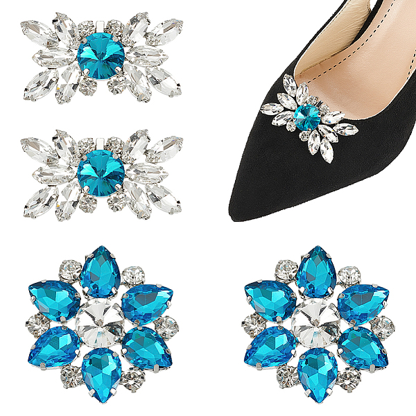 PandaHall WADORN 4Pcs 2 Styles Flower Brass Rhinestone Shoe Decorations, Detachable Shoe Buckle Clips, Sapphire, 31~52x50~54x12~13mm..., Blue
PandaHall WADORN 4Pcs 2 Styles Flower Brass Rhinestone Shoe Decorations, Detachable Shoe Buckle Clips, Sapphire, 31~52x50~54x12~13mm..., Blue