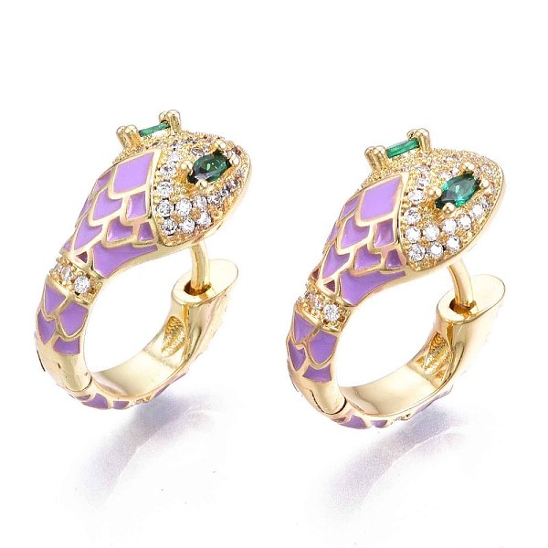 PandaHall Green Cubic Zirconia Snake Huggie Hoop Earring, Real 18K Gold Plated Brass Enamel Chunky Hoop Earrings for Women, Nickel Free..., Purple
PandaHall Green Cubic Zirconia Snake Huggie Hoop Earring, Real 18K Gold Plated Brass Enamel Chunky Hoop Earrings for Women, Nickel Free..., Purple