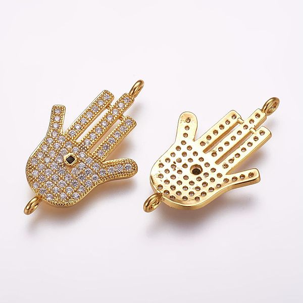 PandaHall Brass Micro Pave Cubic Zirconia Links, Palm, Golden, 30x18x4mm, Hole: 1.5mm Brass+Cubic Zirconia Palm
PandaHall Brass Micro Pave Cubic Zirconia Links, Palm, Golden, 30x18x4mm, Hole: 1.5mm Brass+Cubic Zirconia Palm