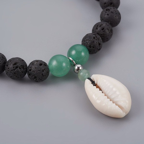 PandaHall Cowrie Shell Charm Stretch Bracelets, with Green Aventurine & Lava Rock Beads and Tibetan Style Alloy Spacers Beads, 2-1/4 inch...
PandaHall Cowrie Shell Charm Stretch Bracelets, with Green Aventurine & Lava Rock Beads and Tibetan Style Alloy Spacers Beads, 2-1/4 inch...