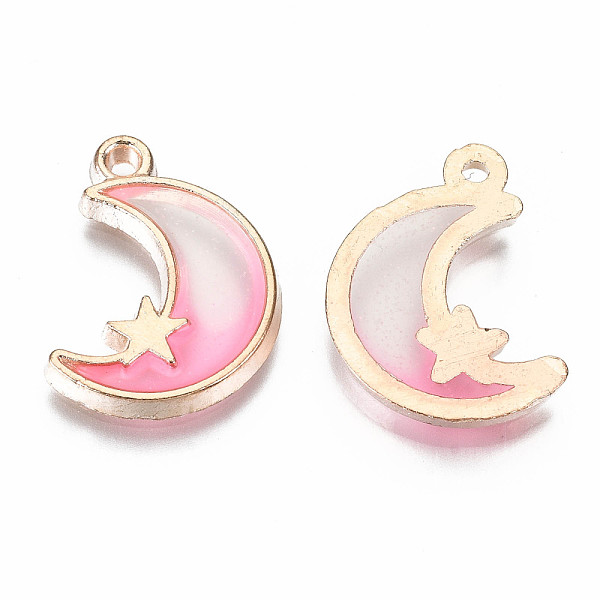 PandaHall Epoxy Resin Pendants, with Golden Alloy Findings & Glitter Powder, Loops, Moon & Star, Cadmium Free & Lead Free, Pink, 19.5x14x2mm...
PandaHall Epoxy Resin Pendants, with Golden Alloy Findings & Glitter Powder, Loops, Moon & Star, Cadmium Free & Lead Free, Pink, 19.5x14x2mm...