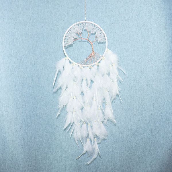 PandaHall Tree of Life Wrapped Natural Quartz Crystal Chips Woven Web/Net with Feather Decorations, for Home Bedroom Hanging Decorations..., White
PandaHall Tree of Life Wrapped Natural Quartz Crystal Chips Woven Web/Net with Feather Decorations, for Home Bedroom Hanging Decorations..., White