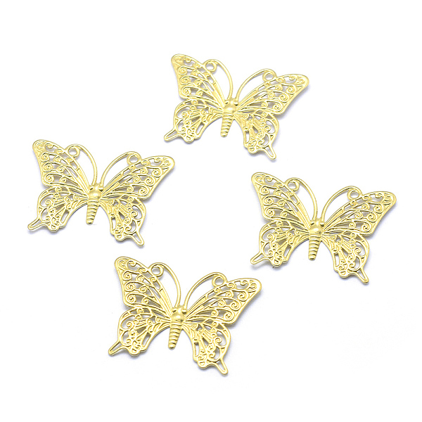 PandaHall Brass Filigree Joiners, Lead Free & Cadmium Free & Nickel Free, Butterfly, Raw(Unplated), 26x36x2mm, Hole: 1~2mm Brass Butterfly
PandaHall Brass Filigree Joiners, Lead Free & Cadmium Free & Nickel Free, Butterfly, Raw(Unplated), 26x36x2mm, Hole: 1~2mm Brass Butterfly