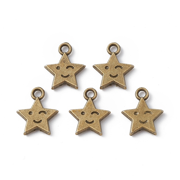 PandaHall Alloy Charms, Star with Smiling Face Charm, Antique Bronze, 14x12x2.5mm, Hole: 1.8mm Alloy Star
PandaHall Alloy Charms, Star with Smiling Face Charm, Antique Bronze, 14x12x2.5mm, Hole: 1.8mm Alloy Star