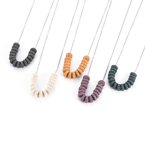 PandaHall 304 Stainless Steel Cable Chain Necklaces, Beaded Necklaces, with Flat Round Natural Lava Rock Beads and Lobster Claw Clasps..., Multicolor
PandaHall 304 Stainless Steel Cable Chain Necklaces, Beaded Necklaces, with Flat Round Natural Lava Rock Beads and Lobster Claw Clasps..., Multicolor