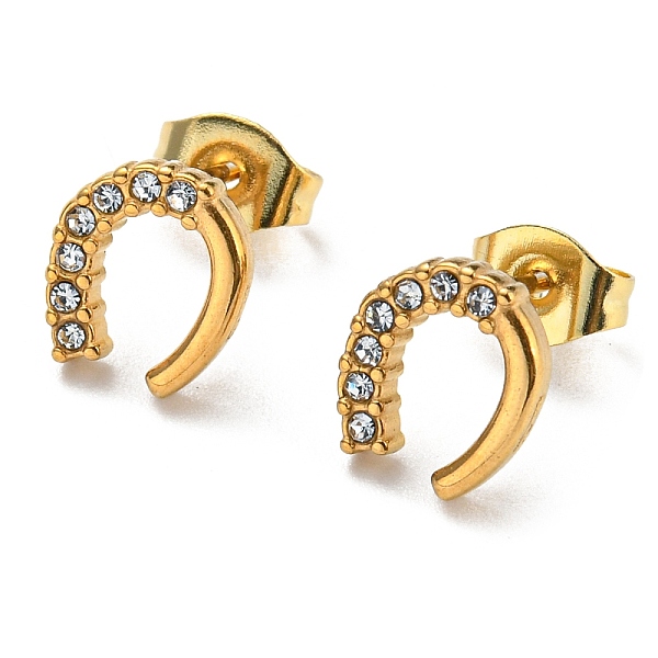 PandaHall Vacuum Plating 304 Stainless Steel Stud Earrings with Rhinestone for Women, Horseshoe, Golden, 9x8mm Rhinestone Arch
PandaHall Vacuum Plating 304 Stainless Steel Stud Earrings with Rhinestone for Women, Horseshoe, Golden, 9x8mm Rhinestone Arch