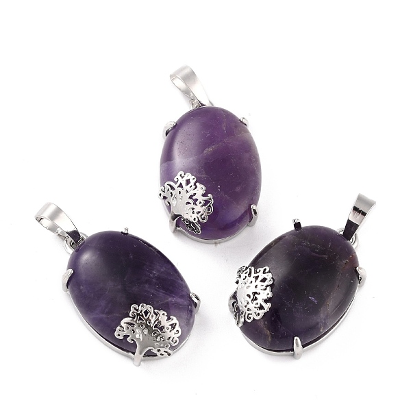 PandaHall Natural Amethyst Pendants, with Platinum Tone Brass Findings, Cadmium Free & Lead Free, Oval with Tree, 28~29.5x18.5x9.5mm, Hole...
PandaHall Natural Amethyst Pendants, with Platinum Tone Brass Findings, Cadmium Free & Lead Free, Oval with Tree, 28~29.5x18.5x9.5mm, Hole...