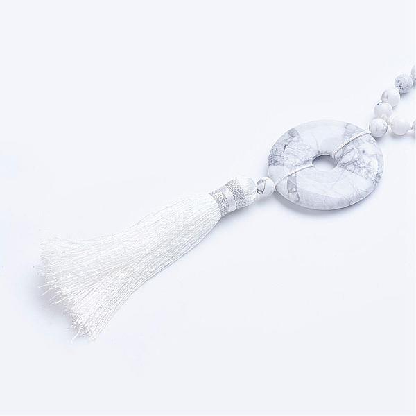 PandaHall Natural Howlite Beaded Necklaces, with Tassel Pendants, 30.7 inch~32.3 inch(78cm~82cm) Howlite
PandaHall Natural Howlite Beaded Necklaces, with Tassel Pendants, 30.7 inch~32.3 inch(78cm~82cm) Howlite