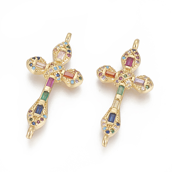 PandaHall Brass Micro Pave Cubic Zirconia Links, Cross, Colorful, Golden, 32.5x15.5x3.5mm, Hole: 1.2mm Brass+Cubic Zirconia Cross
PandaHall Brass Micro Pave Cubic Zirconia Links, Cross, Colorful, Golden, 32.5x15.5x3.5mm, Hole: 1.2mm Brass+Cubic Zirconia Cross