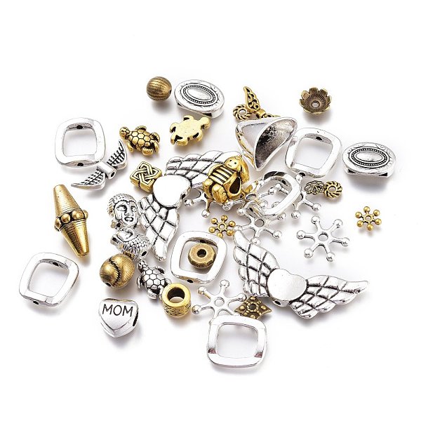 PandaHall Tibetan Style Alloy Findings, Mixed Shapes, Cadmium Free & Lead Free, Mixed Color, 6~21x6~18x1~10mm, about 269pcs/500g Alloy
PandaHall Tibetan Style Alloy Findings, Mixed Shapes, Cadmium Free & Lead Free, Mixed Color, 6~21x6~18x1~10mm, about 269pcs/500g Alloy
