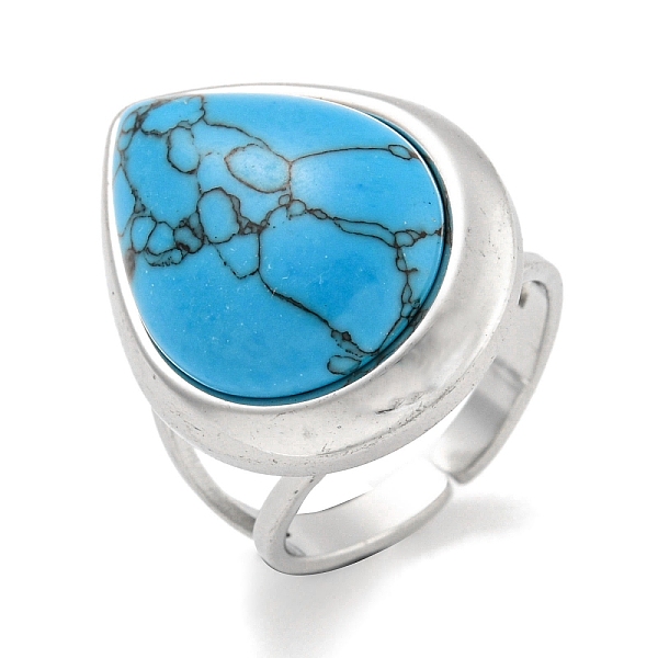 PandaHall 304 Stainless Steel Synthetic Turquoise Cuff Rings, Teardrop Open Rings for Women Men, Stainless Steel Color, 18.5x23.5mm, Inner...
PandaHall 304 Stainless Steel Synthetic Turquoise Cuff Rings, Teardrop Open Rings for Women Men, Stainless Steel Color, 18.5x23.5mm, Inner...